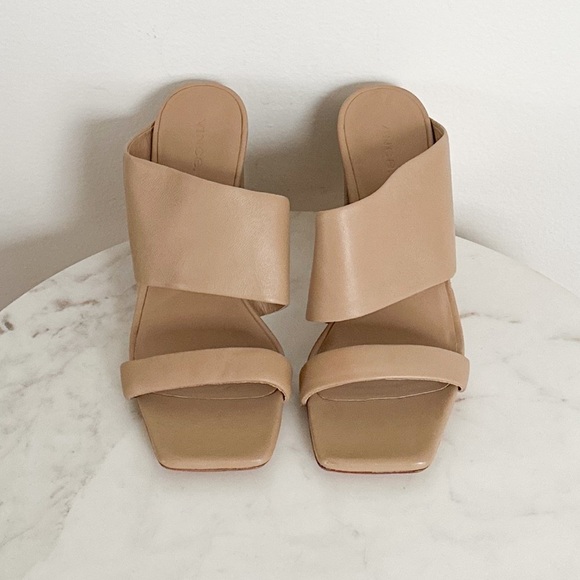 VINCE Nessia Block Heel Leather Sandals in Cappuccino Size 8.5 - Picture 4 of 10